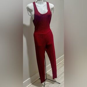 Love J Textured Red Jumpsuit great for exercising size S